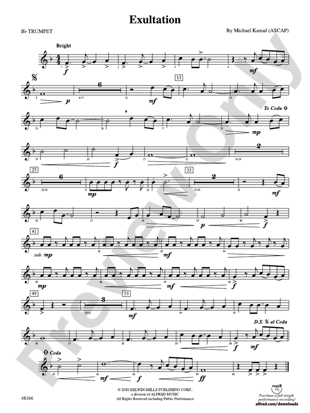 Exultation: 1st B-flat Trumpet: 1st B-flat Trumpet Part