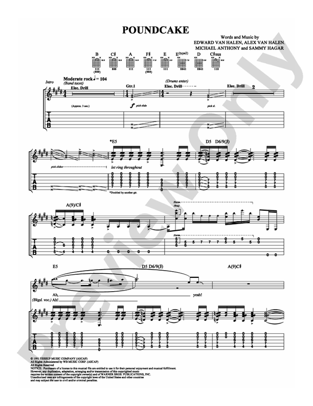 Poundcake: Guitar TAB: Van Halen - Digital Sheet Music Download