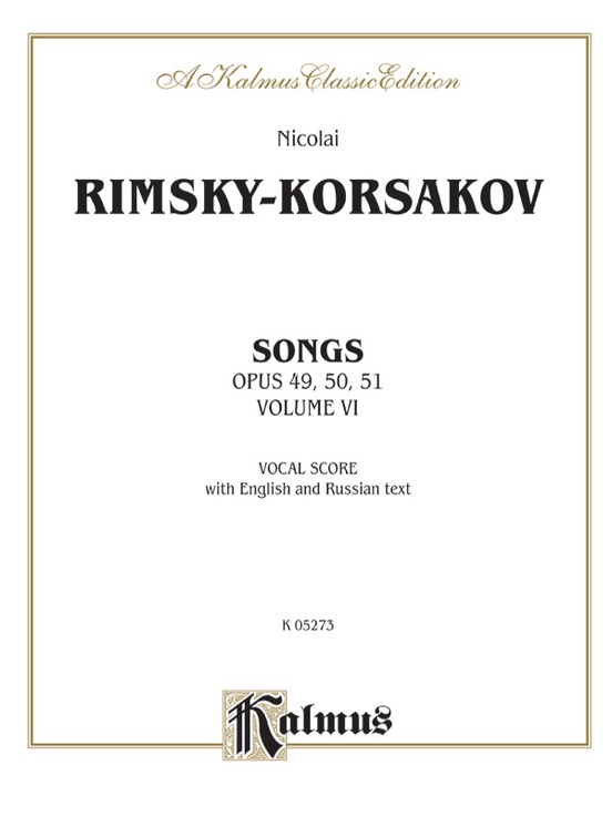 Songs, Volume VI (Opus 49, 50, 51): Vocal Book: Nicolai Rimsky