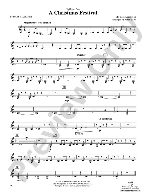 A Christmas Festival Bflat Bass Bflat Bass Part Digital Sheet Music Download