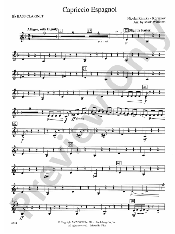 Capriccio Espagnol Bflat Bass Bflat Bass Part