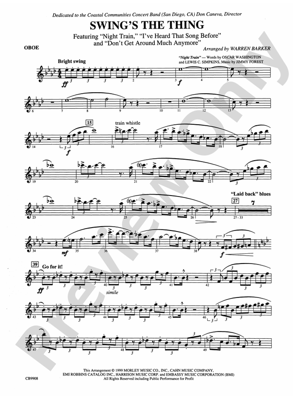 Swing's the Thing Oboe Oboe Part Digital Sheet Music Download