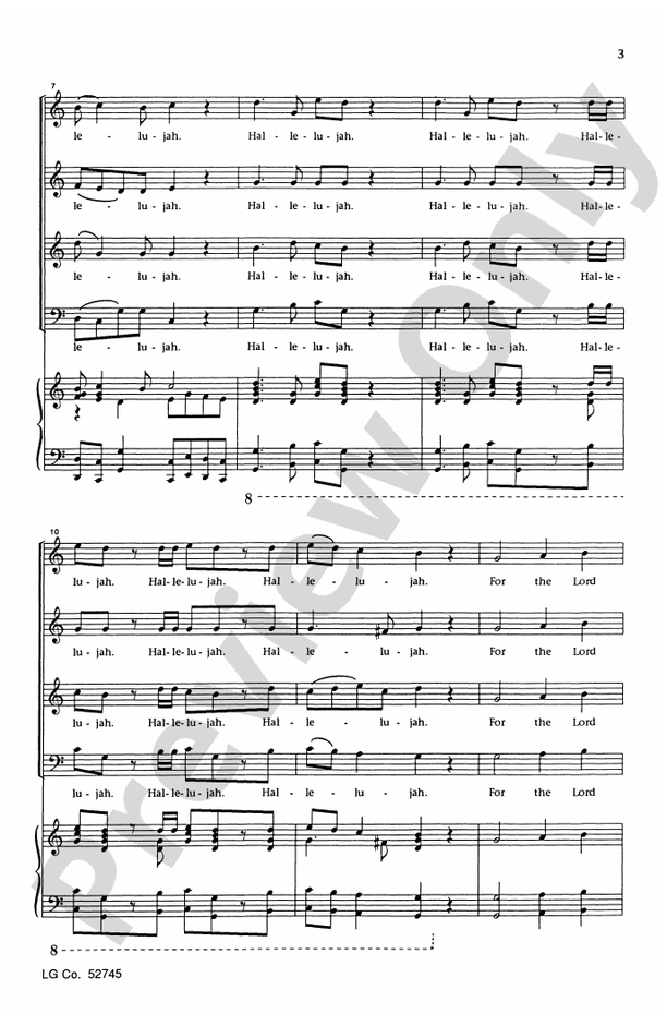 Hallelujah Chorus (Key of C) SATB Choral Octavo Frideric