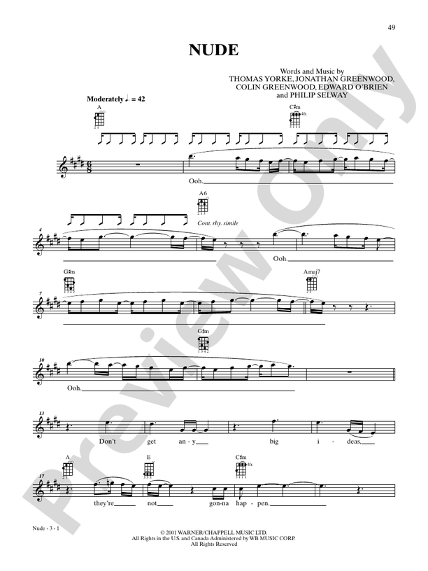 Nude Ukulele Radiohead Digital Sheet Music Download