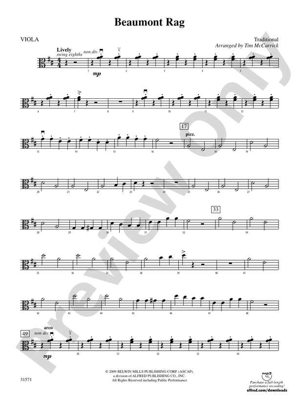 Beaumont Rag Viola Viola Part Digital Sheet Music Download