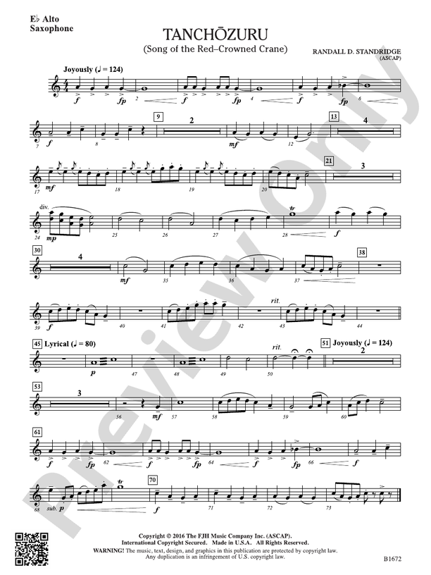 Tanchozuru: E-flat Alto Saxophone: E-flat Alto Saxophone
