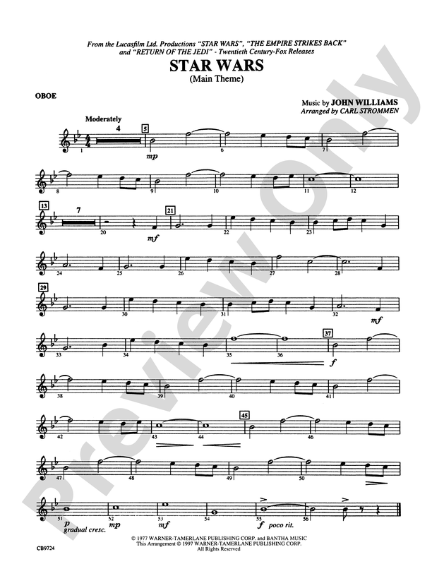 Star Wars® Main Theme: Oboe