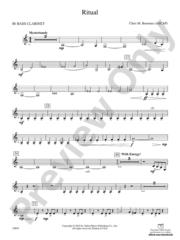 Ritual Bflat Bass Bflat Bass Part Digital Sheet