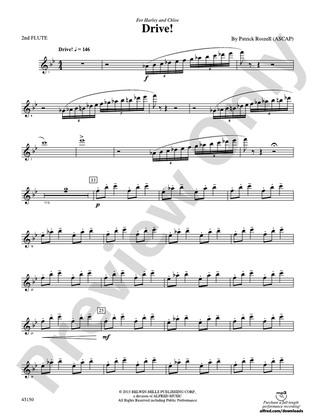 Drive! 2nd Flute 2nd Flute Part Digital Sheet Music Download