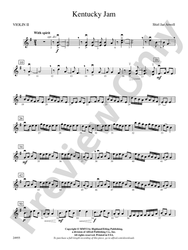 Kentucky Jam 2nd Violin 2nd Violin Part Digital Sheet Music Download