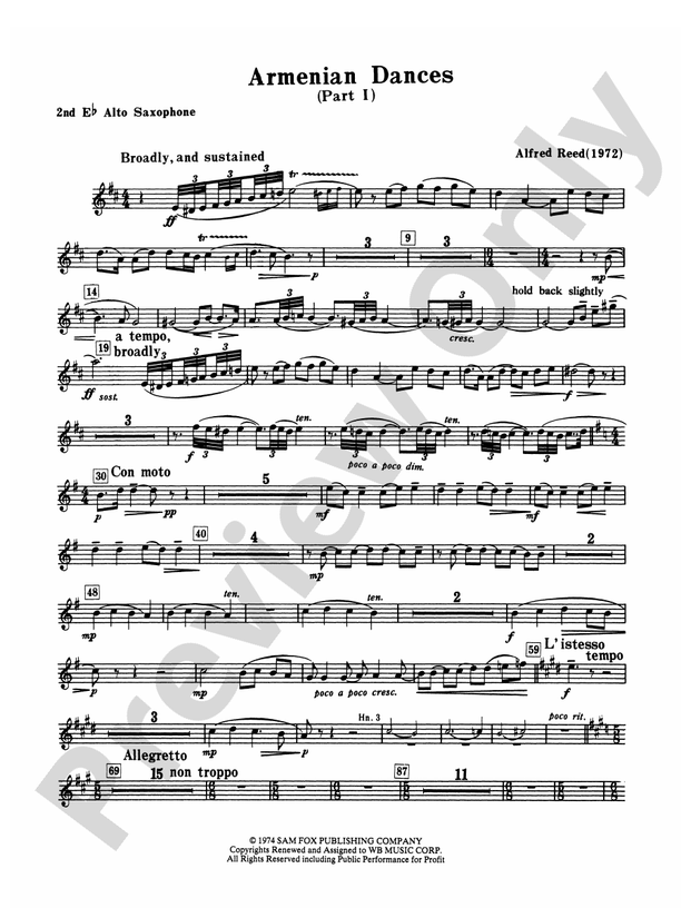 Armenian Dances, Part I: 2nd E-flat Alto Saxophone: 2nd E-flat