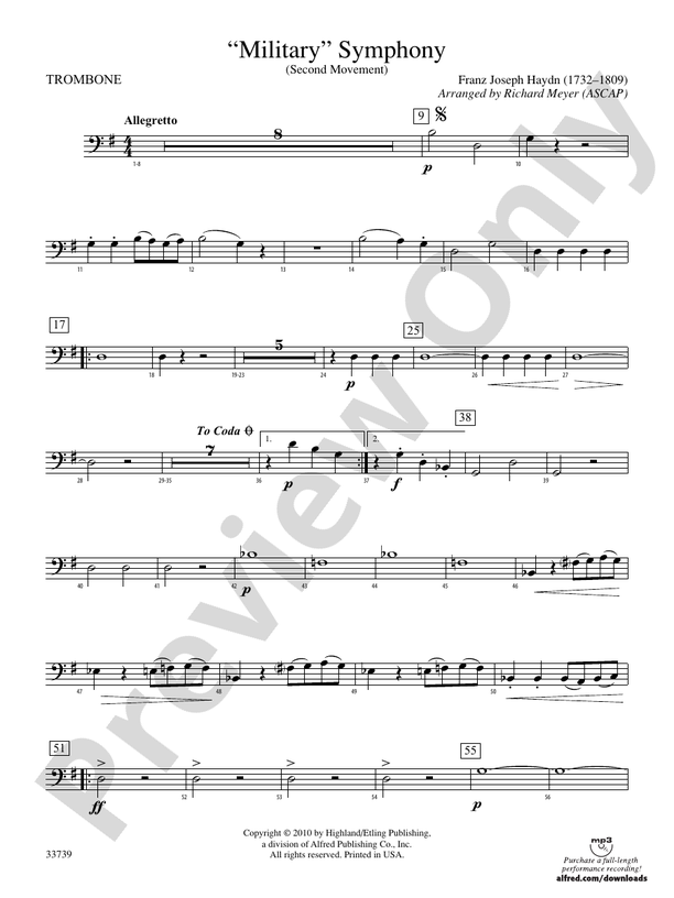 Military Symphony 1st Trombone 1st Trombone Part Digital Sheet