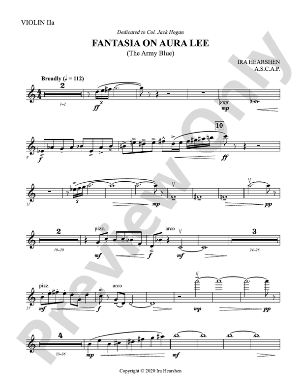 Fantasia on Aura Lee Solo Violin 2 (or Small Group) Solo Violin 2 (or