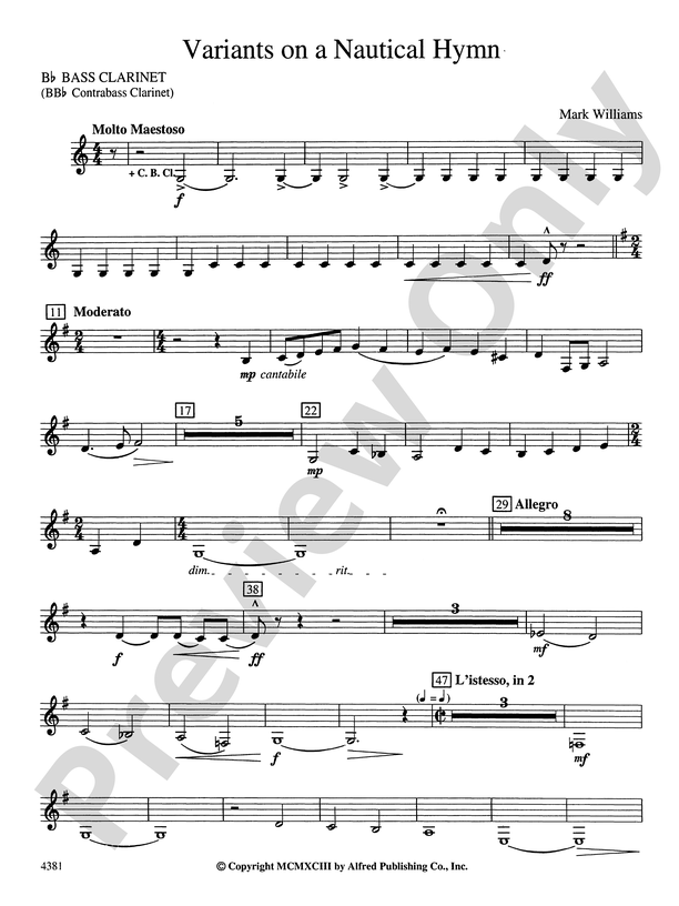 Variations On A Nautical Hymn: B-flat Bass Clarinet: B-flat Bass ...