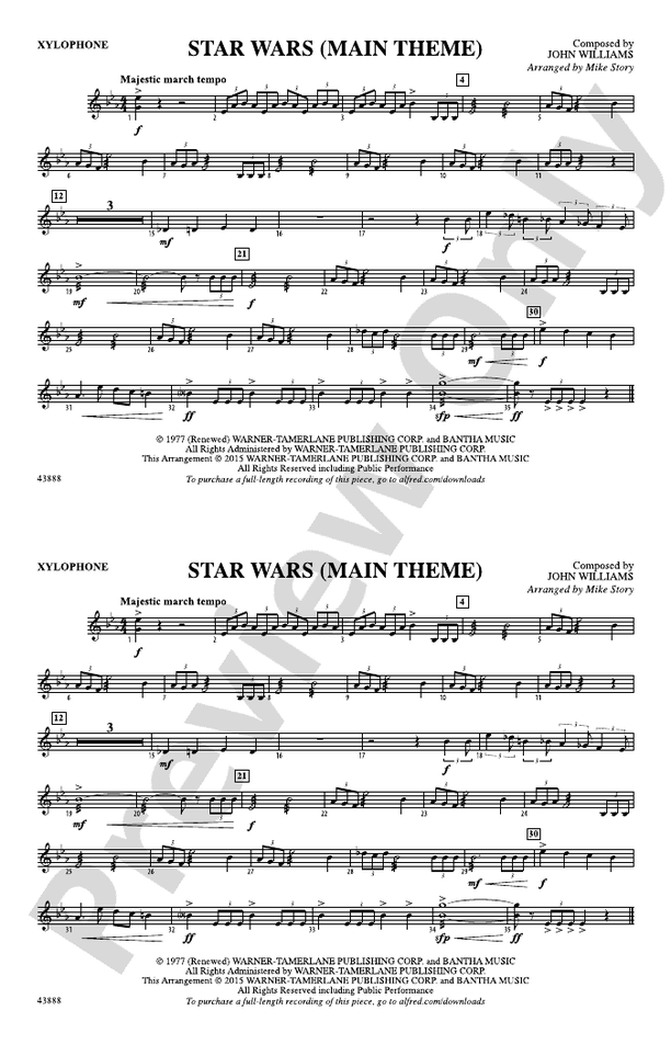 Star Wars (Main Theme): Xylophone: Xylophone Part - Digital Sheet Music ...