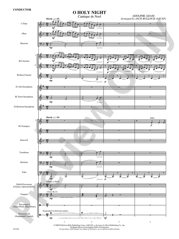 O Holy Night (Cantique de Noel): Score: Concert Band Score - Digital ...