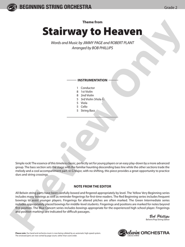 frutas Seguro cortar a tajos Stairway to Heaven, Theme from: String Orchestra Conductor Score & Parts -  Digital Sheet Music Download: Led Zeppelin