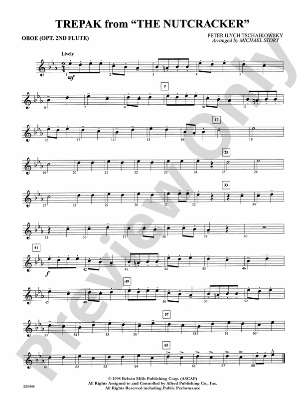 Trepak from The Nutcracker Oboe Oboe Part Digital Sheet Music Download