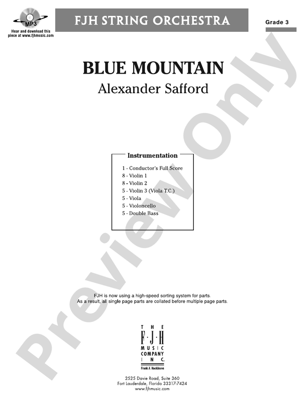 Blue Mountain: Score: : Alexander Safford - Digital Sheet