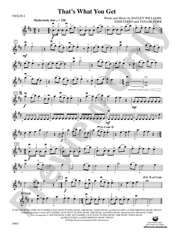 Thats What You Get 1st Violin 1st Violin Part Digital Sheet Music Download 