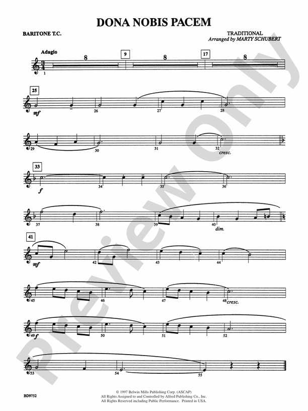 Dona Nobis Pacem: Baritone T.C.: Baritone T.C. Part - Digital Sheet ...