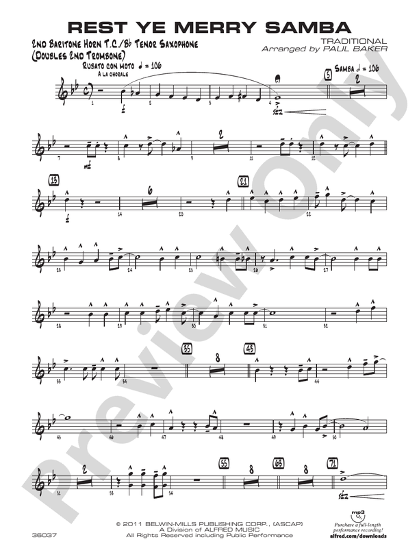 Rest Ye Merry Samba: 2nd Baritone T.C.
