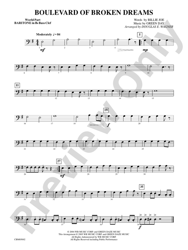 Boulevard of Broken Dreams WP Bflat Baritone B.C. WP Bflat Baritone