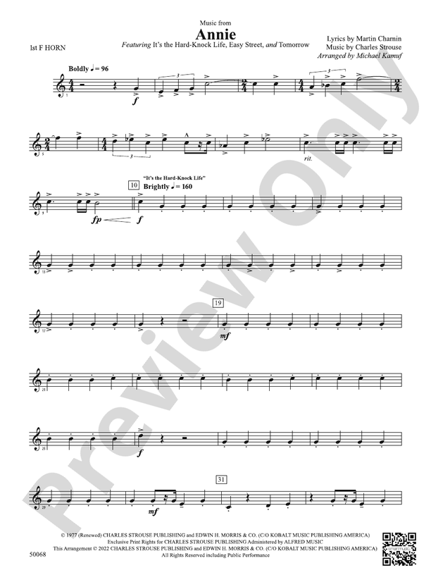 Annie 1st F Horn 1st F Horn Part Digital Sheet Music Download 