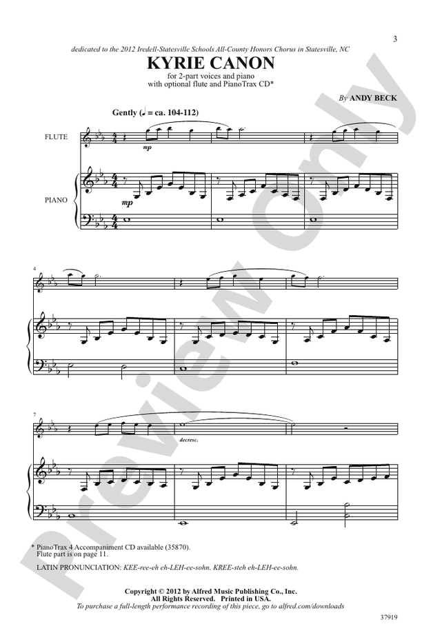 Kyrie Canon 2Part Choral Octavo Andy Beck Digital Sheet Music Download