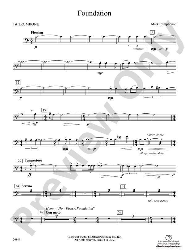 Foundation 1st Trombone 1st Trombone Part Digital Sheet Music Download 8033