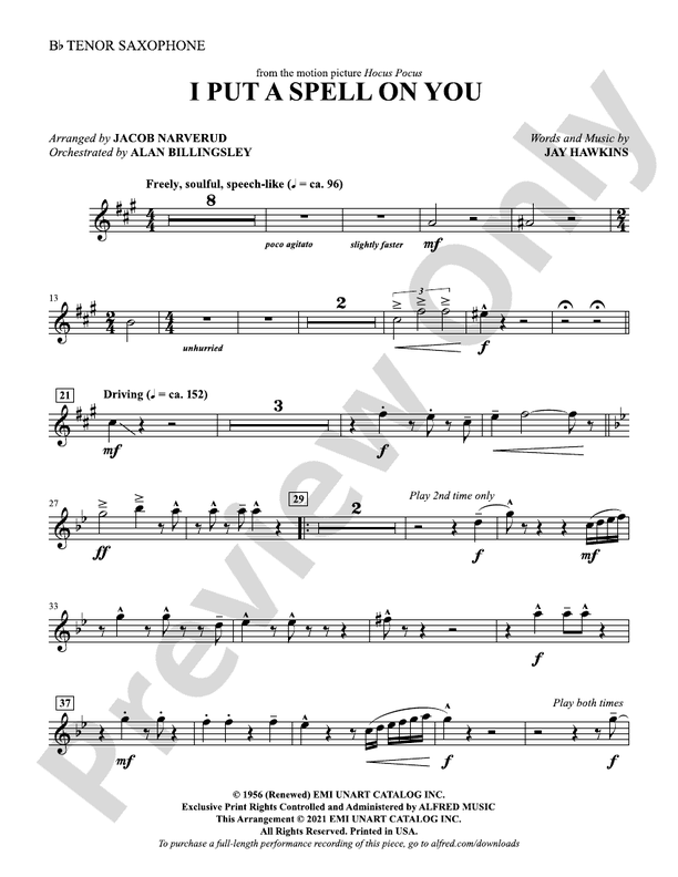 I Put A Spell On You sheet music for voice and piano (PDF)