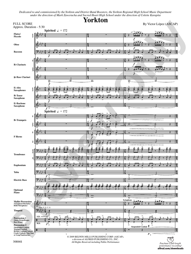 Yorkton Concert Band Conductor Score & Parts Victor López Digital