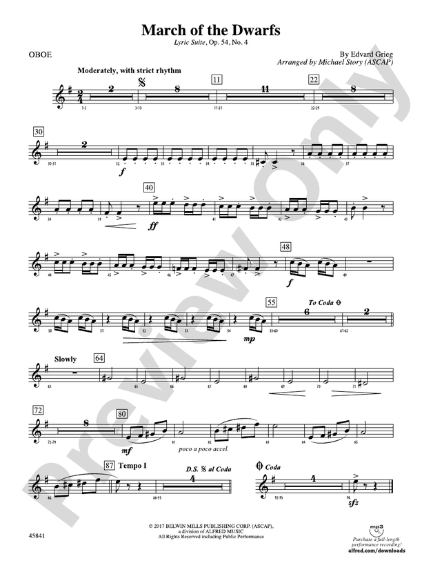 March Of The Dwarfs Oboe Oboe Part Digital Sheet Music Download