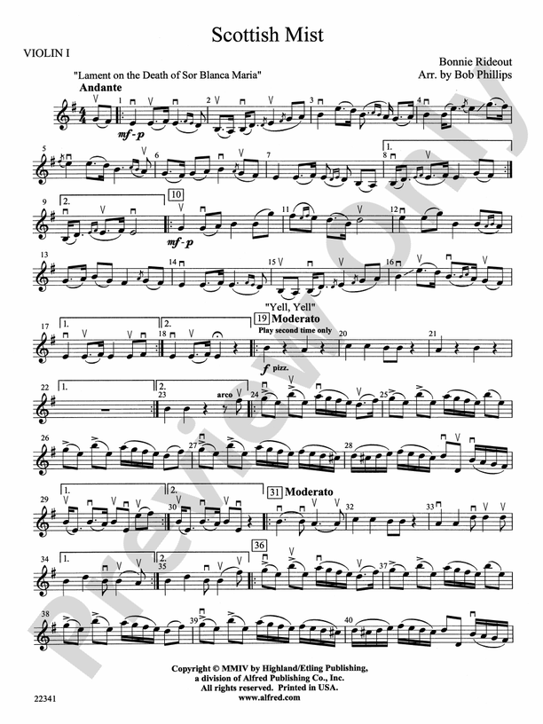 Scottish Mist: 1st Violin: 1st Violin Part - Digital Sheet Music Download