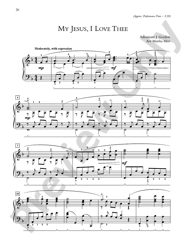 My Jesus, I Love Thee - Piano Solo