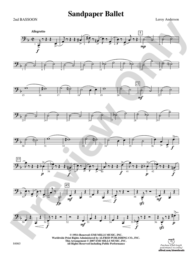 Sandpaper Ballet 2nd Bassoon 2nd Bassoon Part Digital Sheet Music