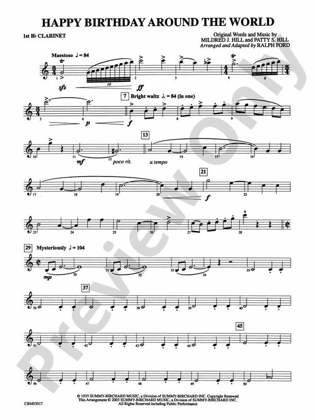 Happy Birthday Around the World 1st Bflat 1st Bflat