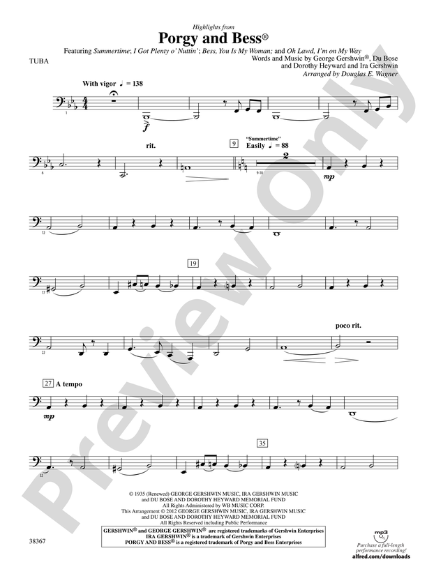 Porgy And Bess®, Highlights From: Tuba: Tuba Part - Digital Sheet Music ...