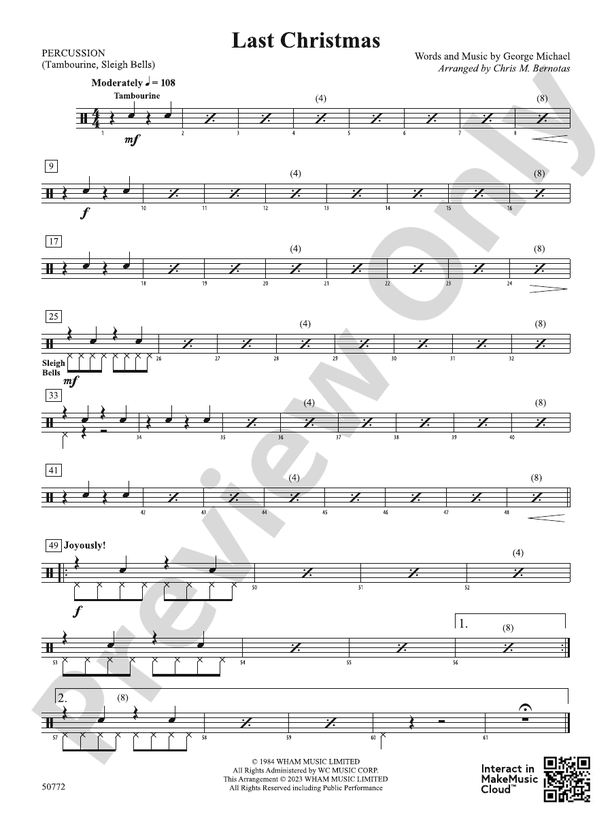 Last Christmas: 1st Percussion: 1st Percussion Part - Digital Sheet ...