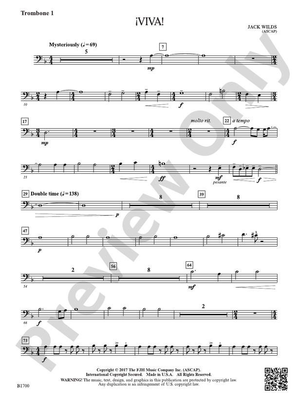 Viva!: Trombone 1: Trombone 1 Part: Jack Wilds - Digital Sheet