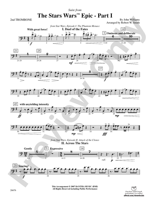 Suite from the Star Wars Epic -- Part I: 2nd Trombone: 2nd Trombone ...