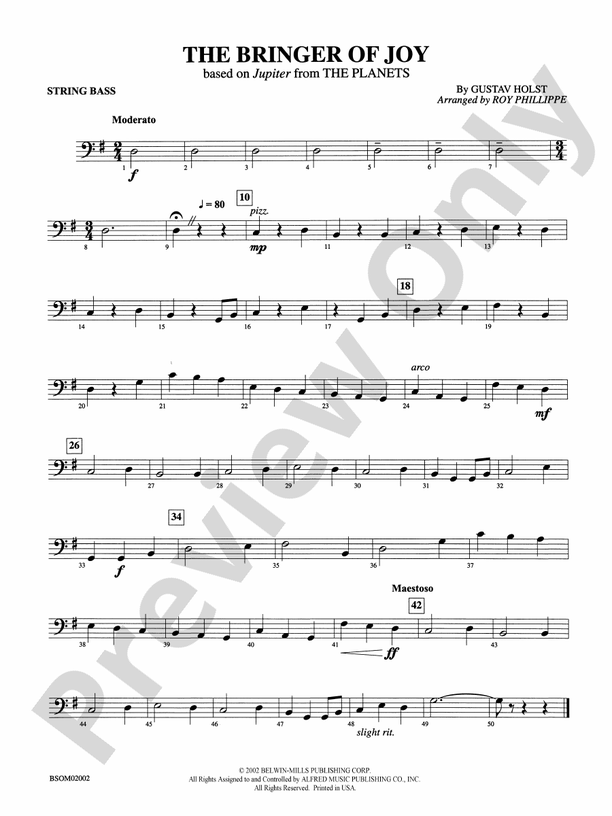 The Bringer of Joy (based on "Jupiter" from The Planets): String Bass
