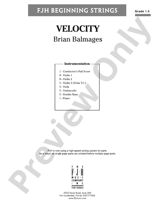 Velocity: Score: String Orchestra Score: Brian Balmages - Digital Sheet ...