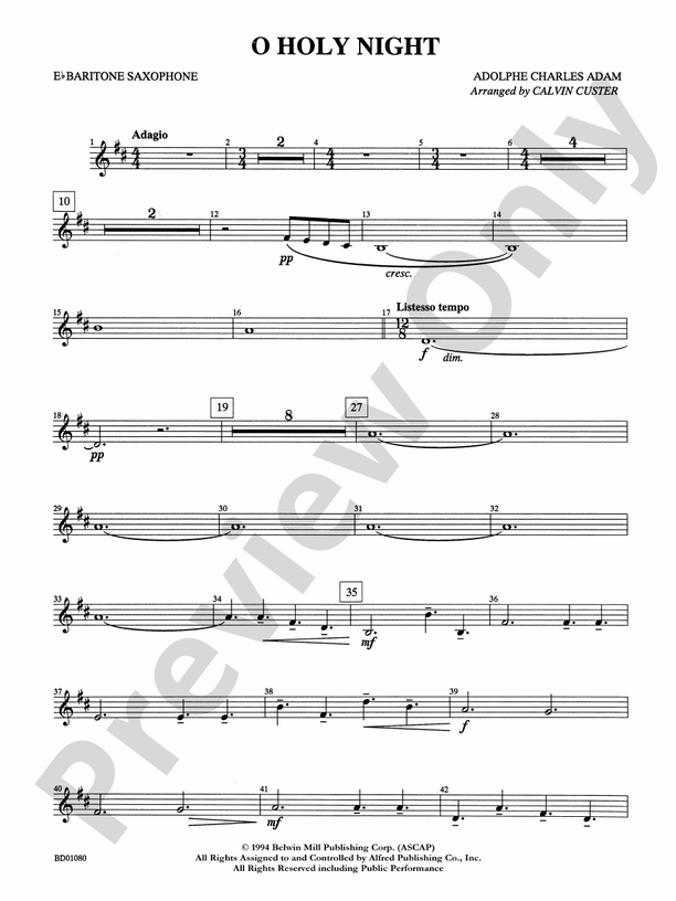 O Holy Night  Saxophone Sheet Music