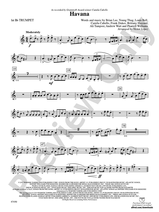 Havana: 1st B-flat Trumpet: 1st B-flat Trumpet Part - Digital Sheet ...