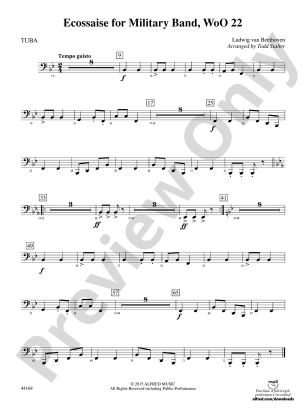 Ecossaise for Military Band, WoO 22: Tuba