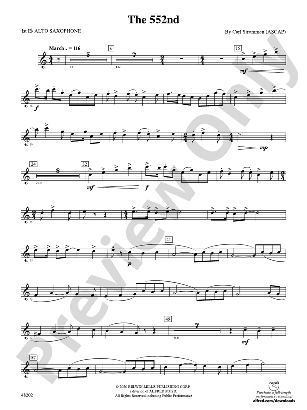 The 552nd Eflat Alto Saxophone Eflat Alto Saxophone Part Digital