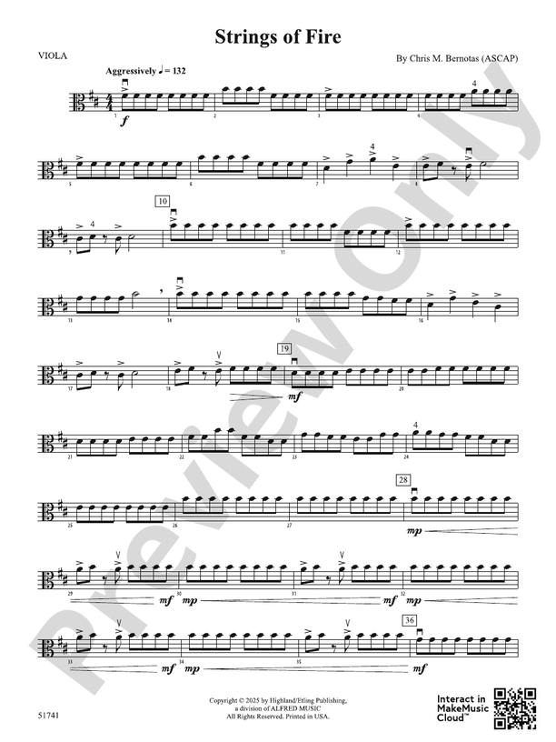 Strings of Fire: Viola: Viola Part - Digital Sheet Music