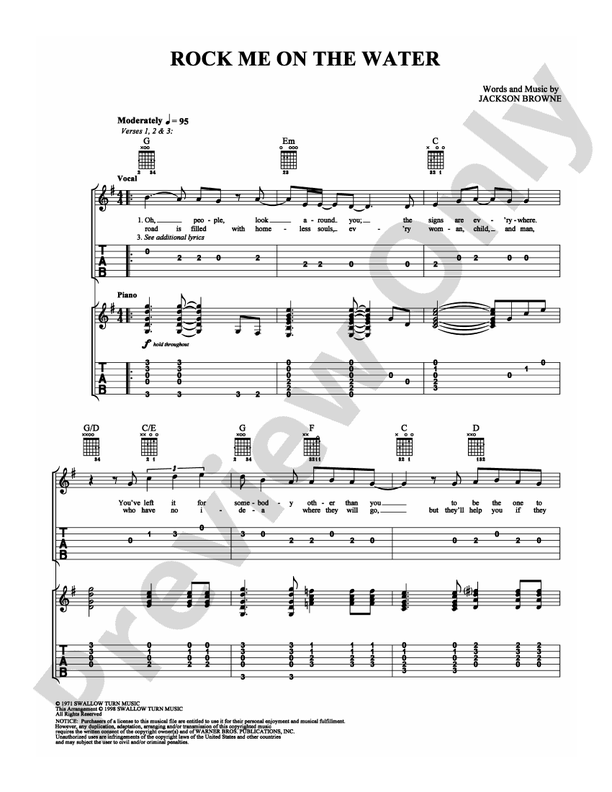 Rock me on the water easy guitar jackson browne digital sheet music