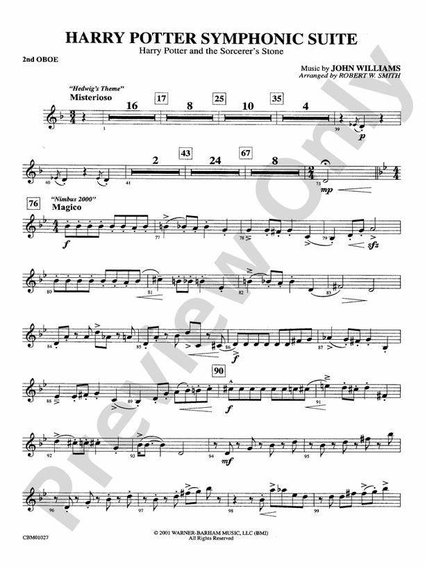 Harry Potter Symphonic Suite 2nd Oboe 2nd Oboe Part Digital Sheet Music Download